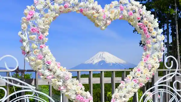 ハートのフレームと富士山